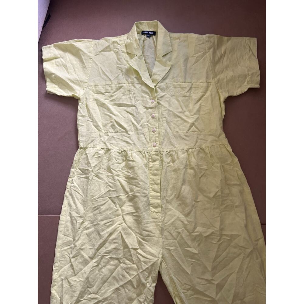 Ilana Kohn Jumpsuit XXS Tennis Ball Yellow Linen Cotton Wide Leg Made USA - Picture 5 of 11